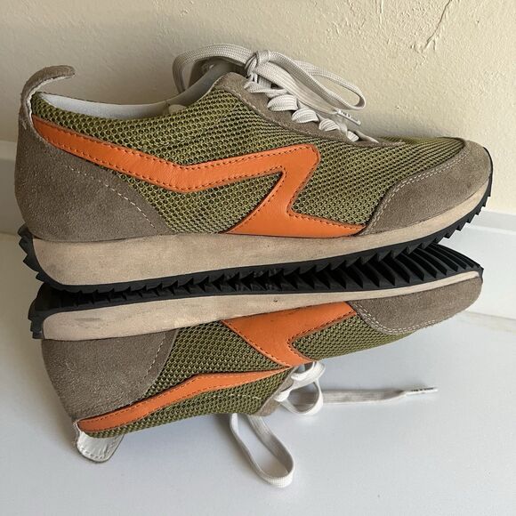 Rag & Bone Women’s Retro Runner Sneaker Trainers Green Moss Orange Size 7.5/37.5 - Picture 7 of 10